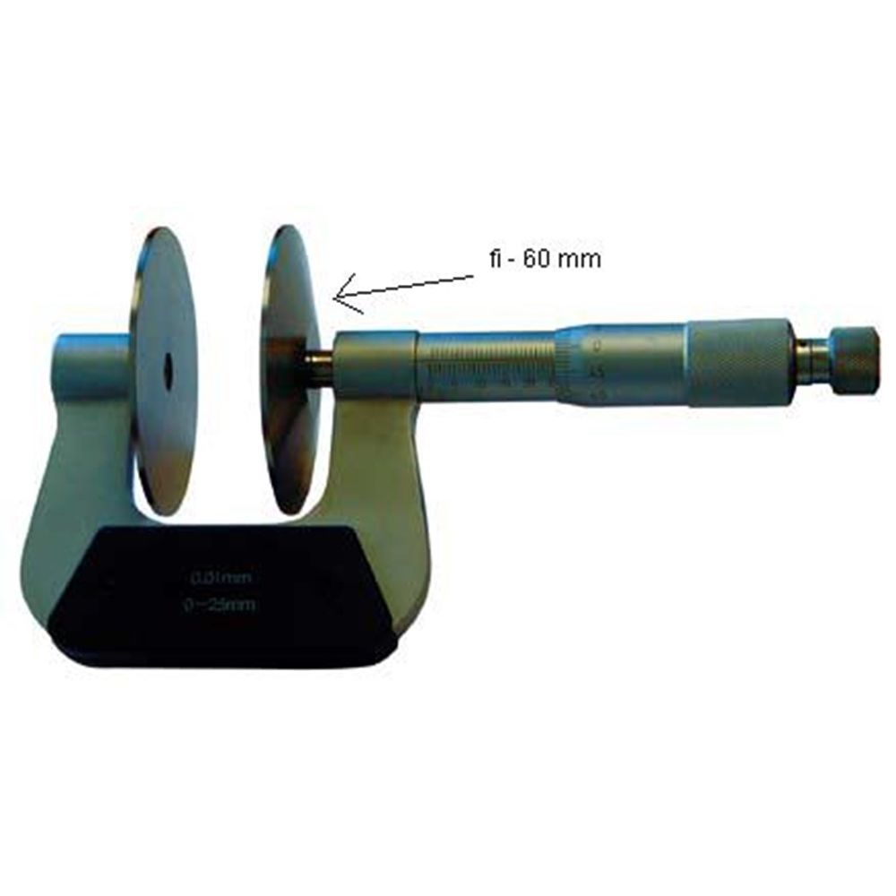 Micrometer 0-25mm met 60mm niet roteren- de meetvlakken, aflezing 0,01mm-2