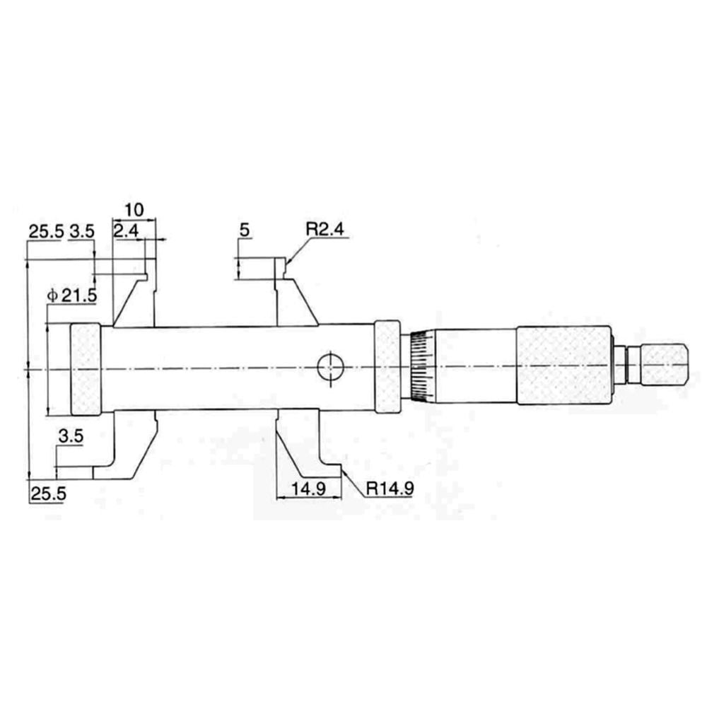 Micrometer voor inwendig meten 5-55mm met dubbele snavel, nauwkeurigheid 0,005-3