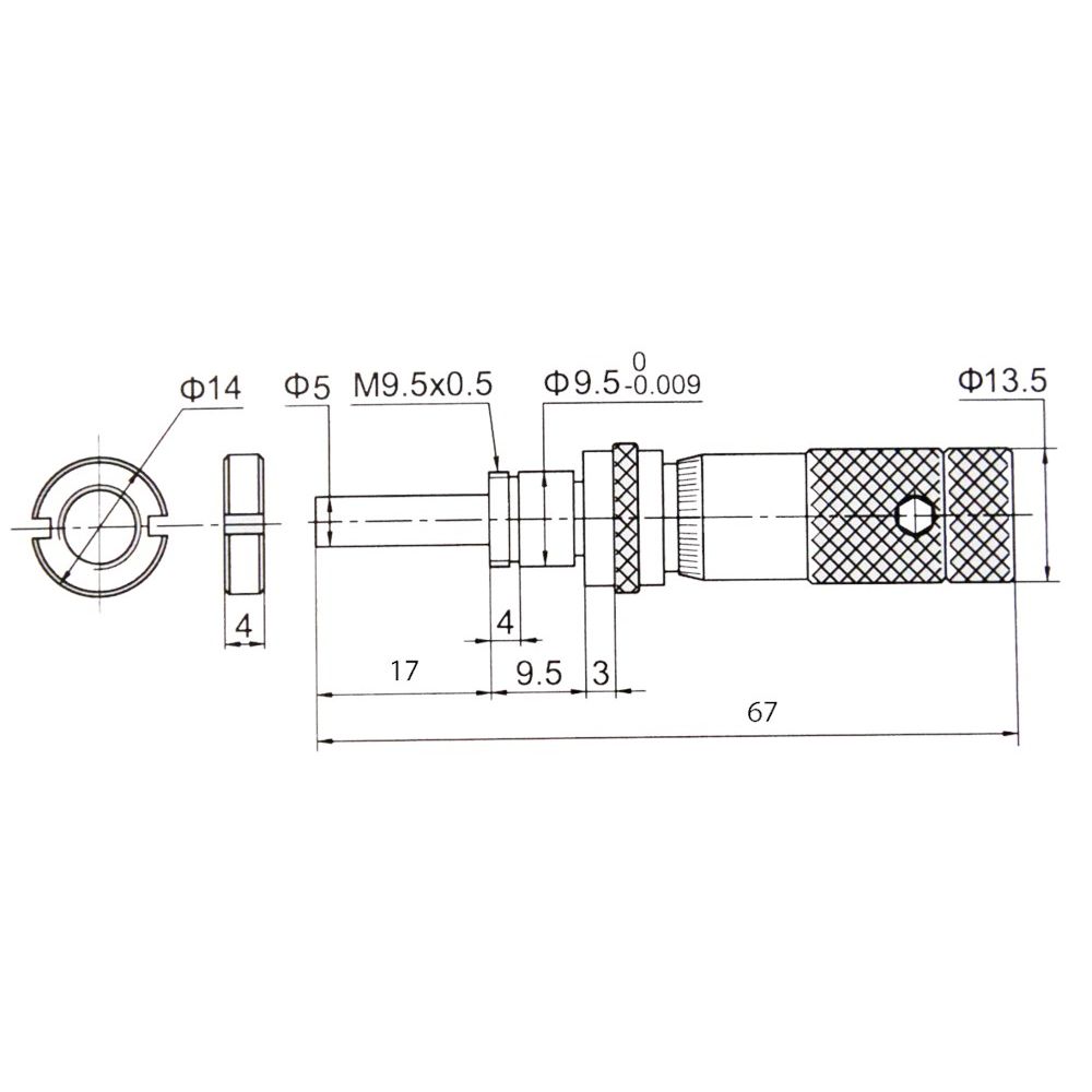 Kleine ingebouwde meetschroef 0-13mm, vlak, met bevestigingsring-2