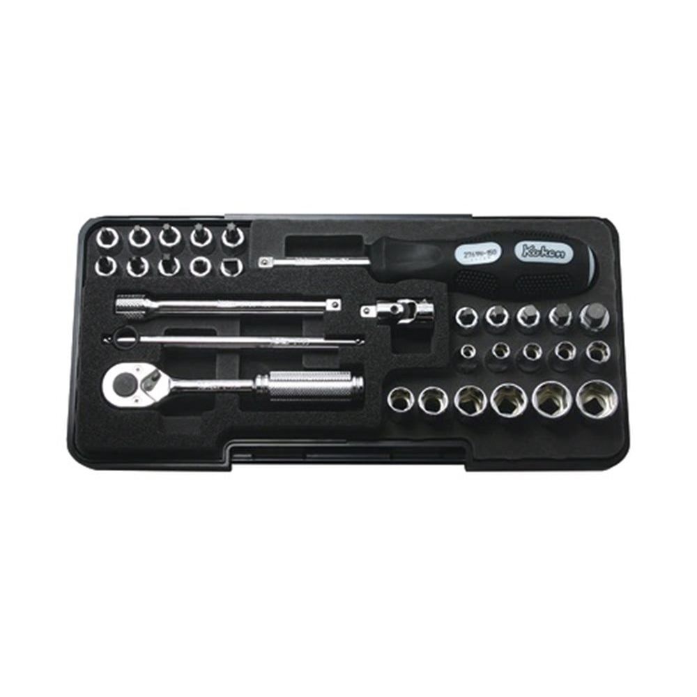 1/4" handdopset in metalen kist 4-13mm Compleet met Torx bits-0