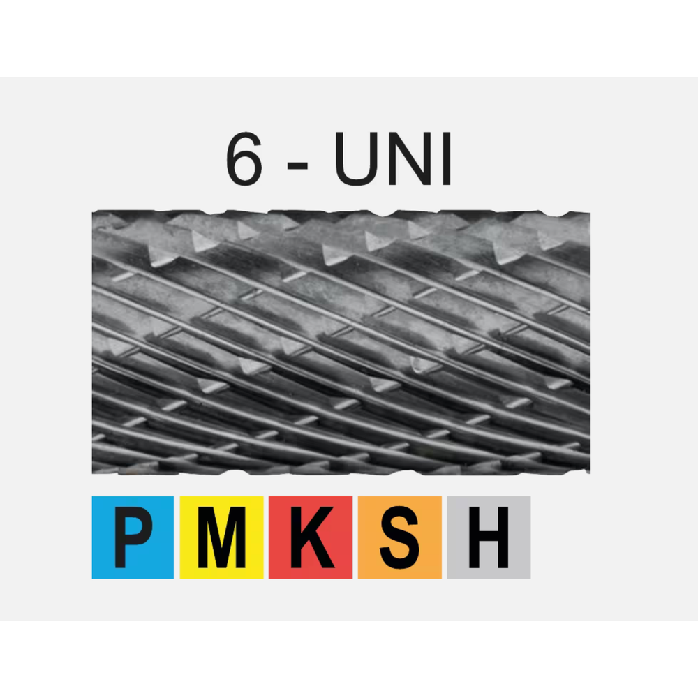 Phantom hardmetaal Stiftfrees model F, boomvorm met ronde kop, schacht 6 mm, TiAlN