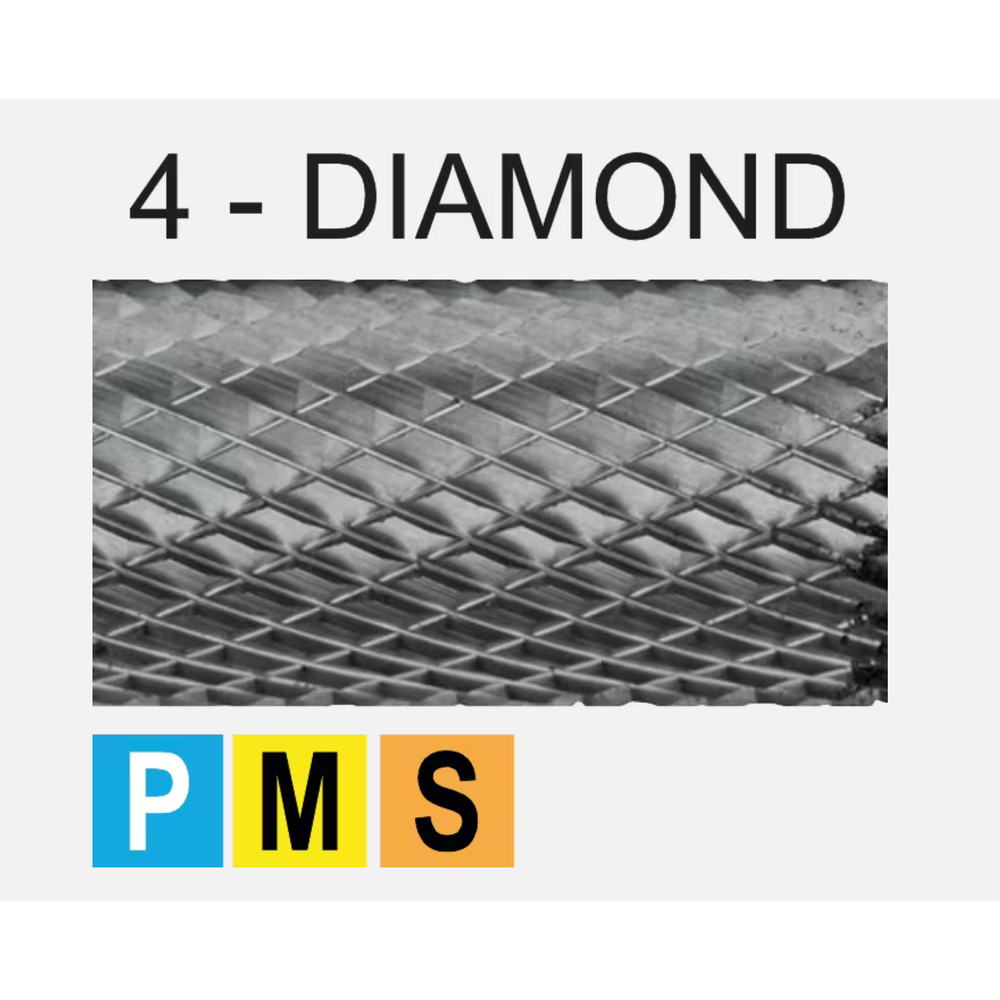 Phantom hardmetaal Stiftfrees model F‚ boomvorm met ronde kop‚ schacht 6 mm‚ lang 4-DIAMOND 12x25x6x175mm