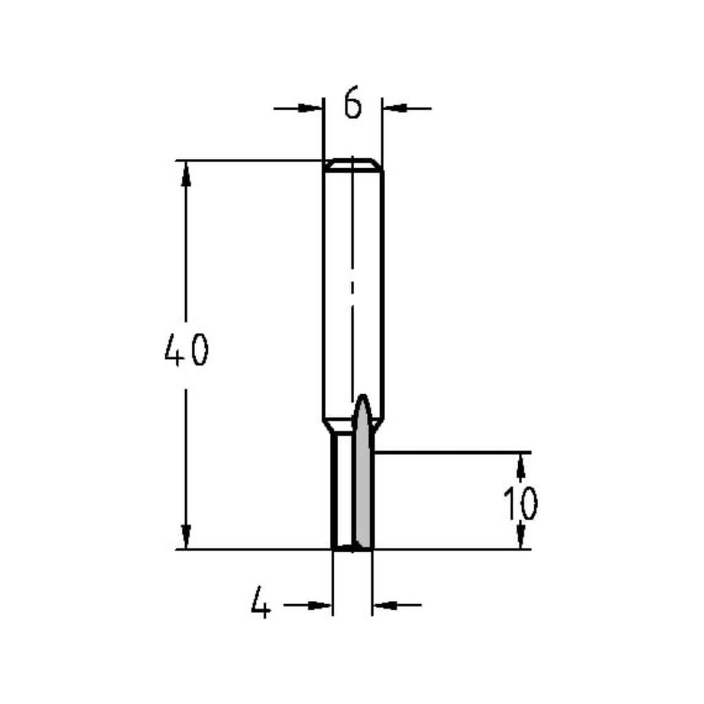 GROEFFREES Ø 4 X 10 MM, TL=40 MM, S=6 MM, VHW