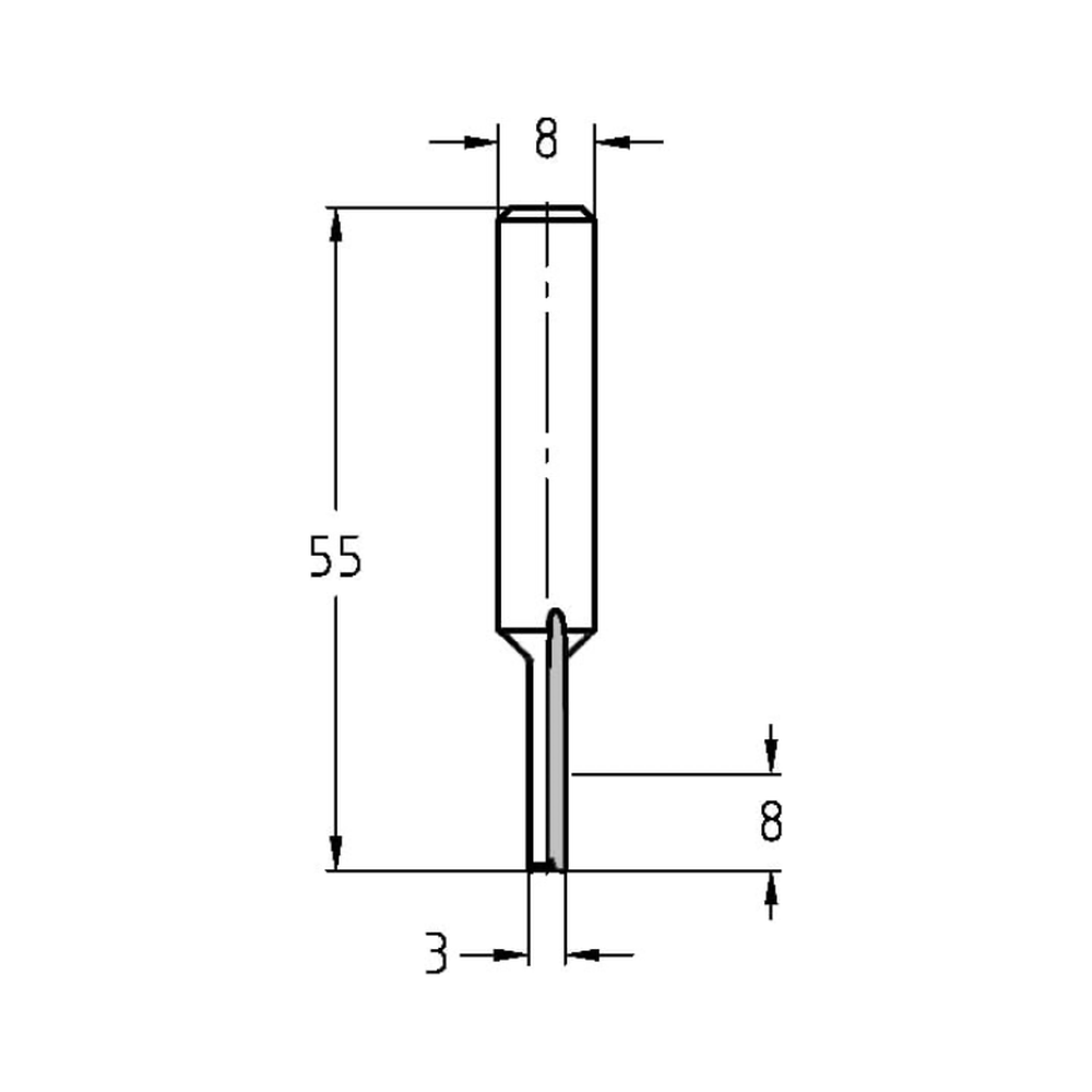 GROEFFREES Ø 3 X 8 MM, TL=55 MM, S=8 MM, VHW