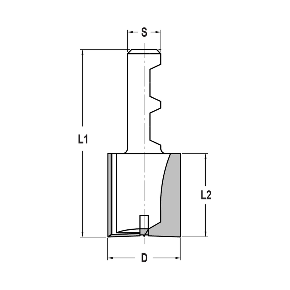 SLOTKASTFREES Ø 18 X 20 MM, TL=45 MM, S=8 MM MET SPANVLAKKEN, HW