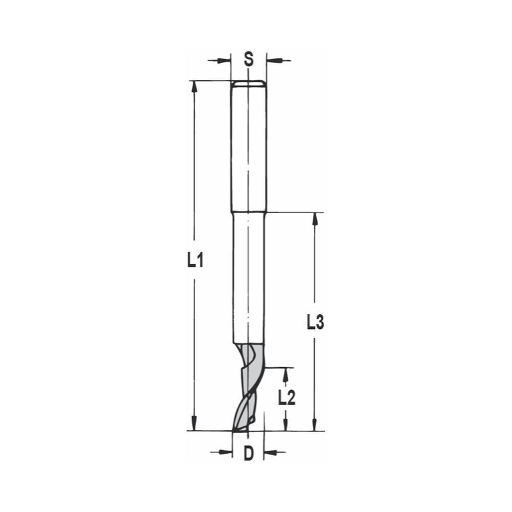 GROEFFREES VOOR ALUMINIUM EN KUNSTSTOF Ø 5 X 16/45 MM, TL=90 MM, S=8 MM, HS-E