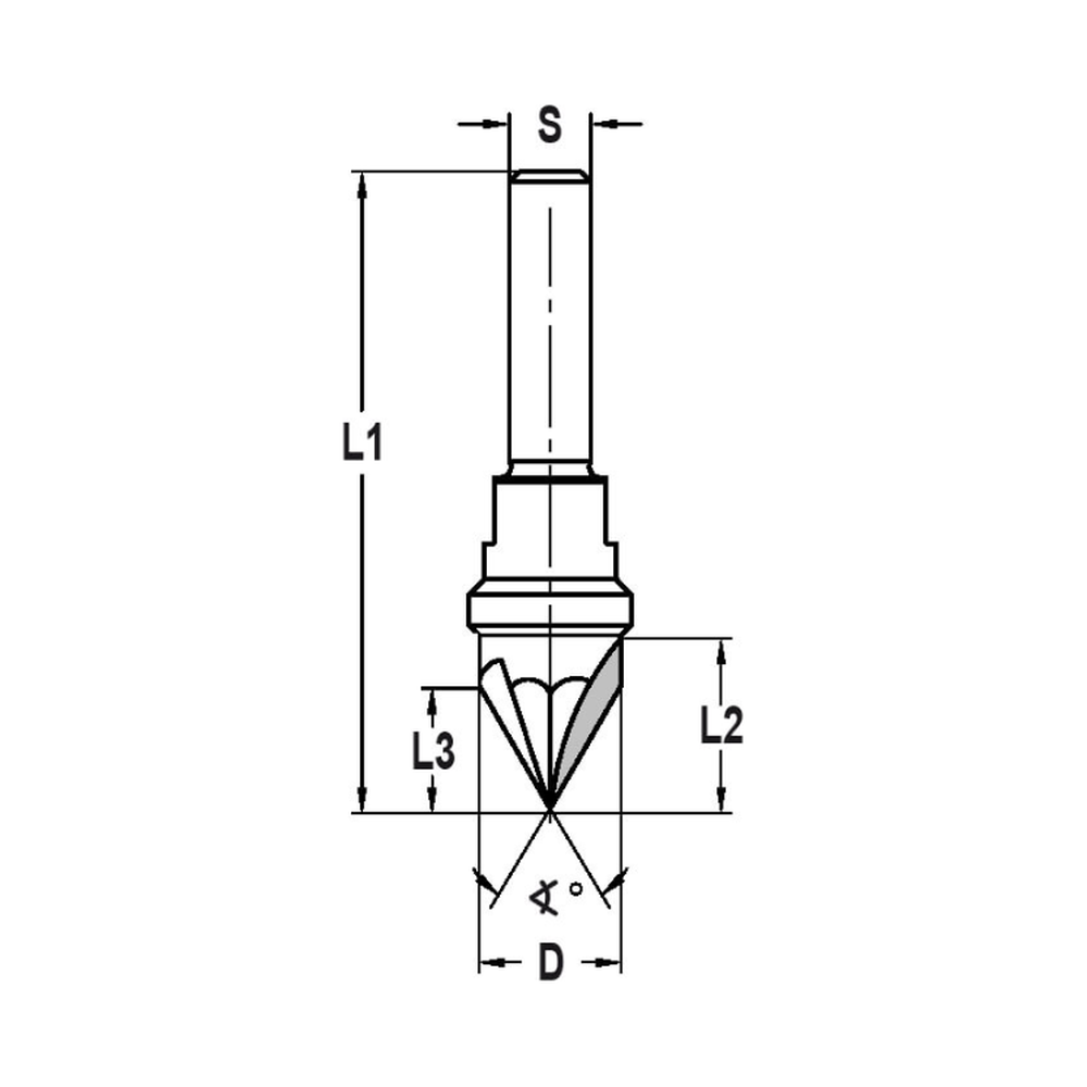 V-GROEFFREES 90°, D=14 MM, S=6 MM, VHW, Z=3