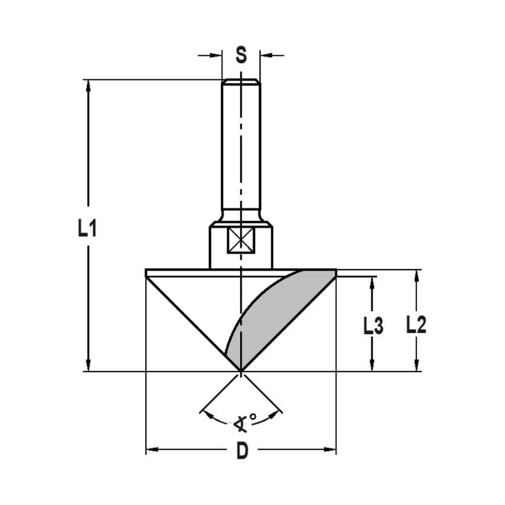 V-GROEFFREES 90°, D=40 MM, S=6 MM, HW, Z=1