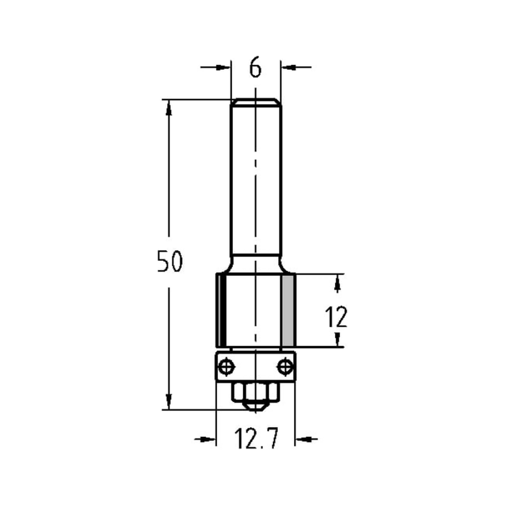 KANTENFREES RECHT Ø 12,7 X 12 MM, TL=50 MM, S=6 MM, HW