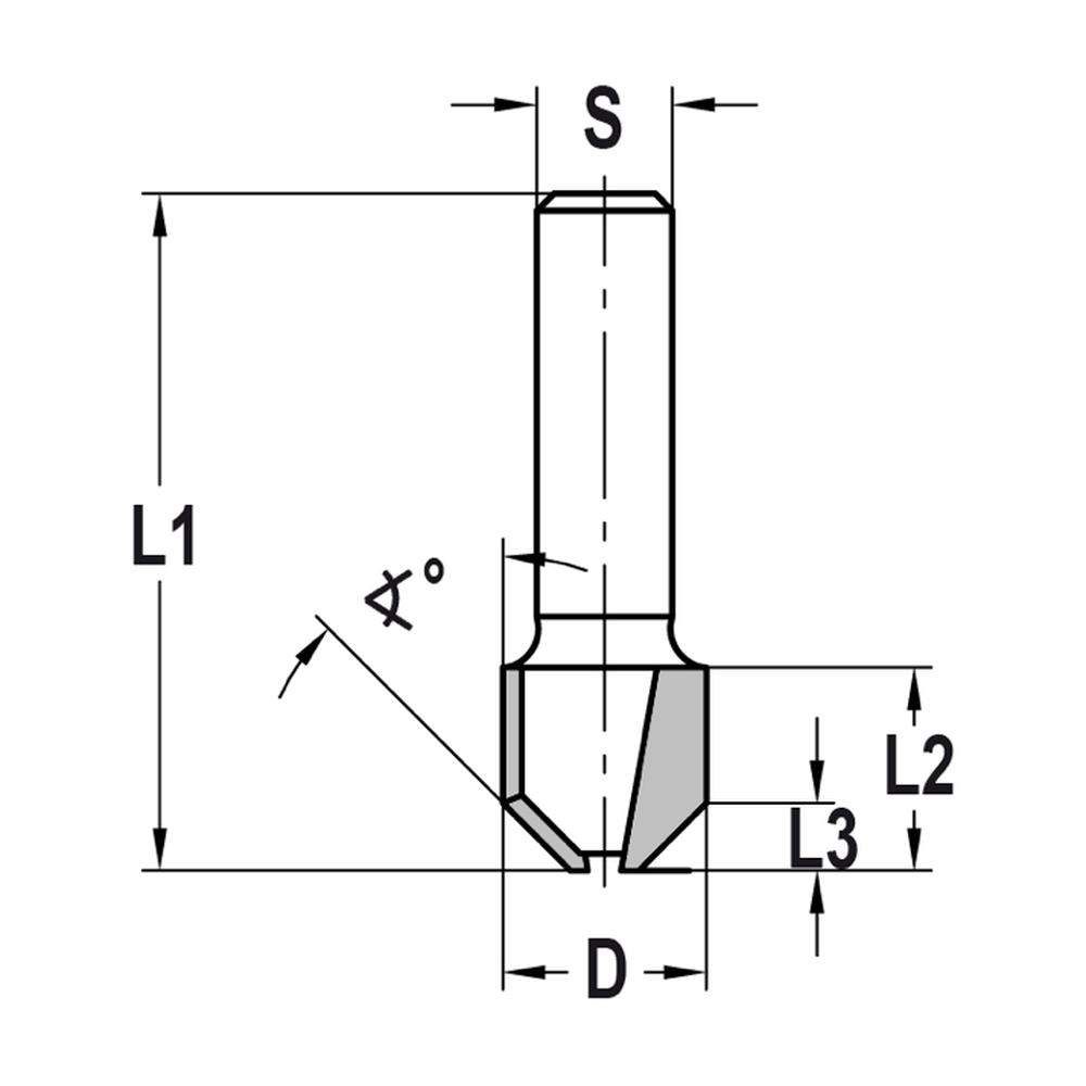 KANTEN- / FASEFREES 22°, L3=4 MM, TL=40 MM, S=6 MM, HW