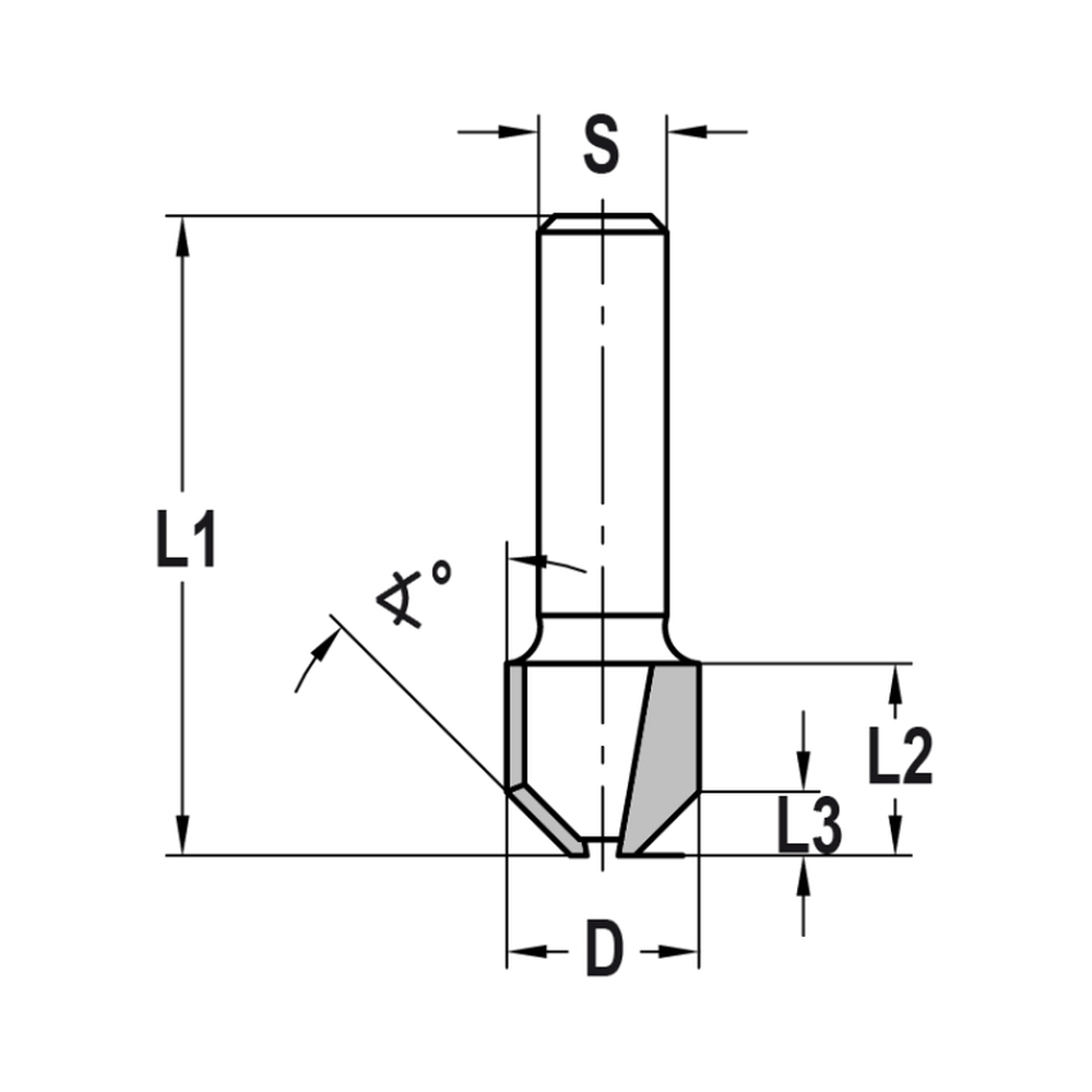 KANTEN- / FASEFREES 22°, L3=4 MM, TL=40 MM, S=8 MM, HW