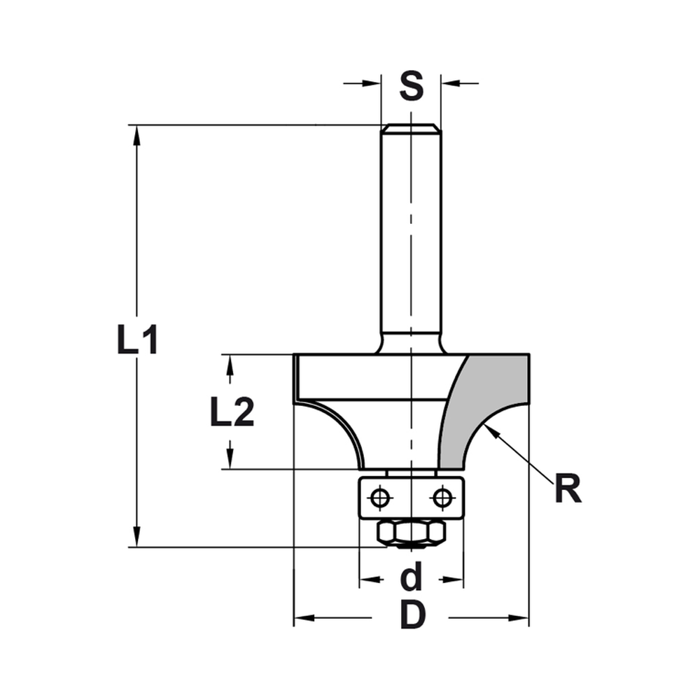 AFRONDPROFIELFREES R=8,0 MM MET LAGER, D=28,7 MM, S=6 MM, HW