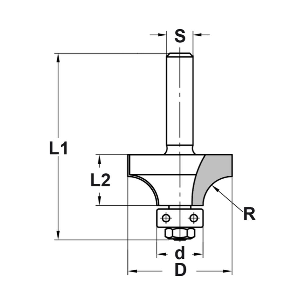 AFRONDPROFIELFREES R=3,0 MM MET LAGER, D=18,7 MM, S=8 MM, HW