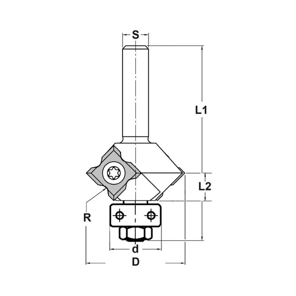 UNIVERSELE KEERMESAFRONDFREES R=2,0 MM (4X) MET LAGER, S=8 MM, HW