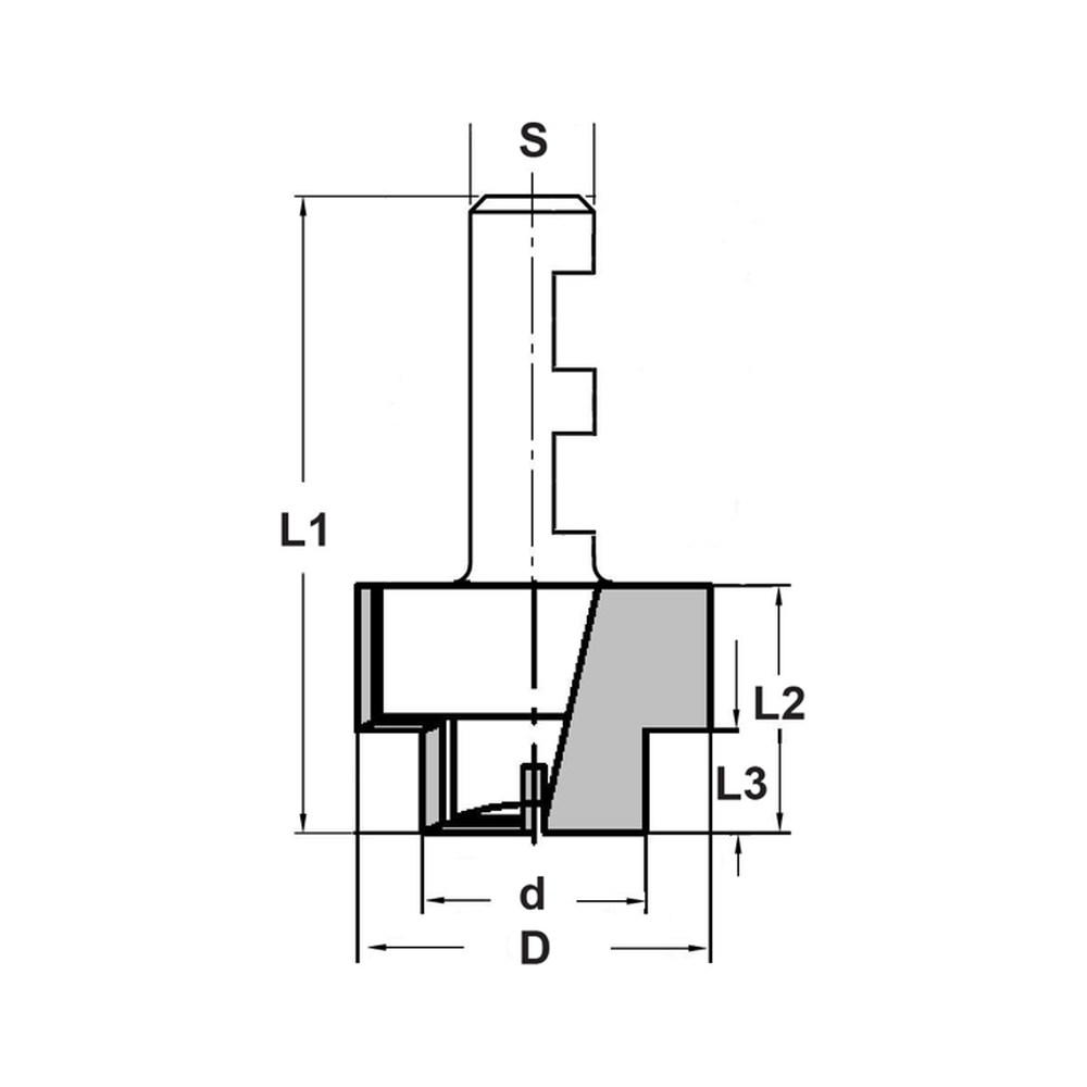 GETRAPTE FREES Ø 24,3 X 15,3 MM, TL=42 MM, S=8 MM MET SPANVLAKKEN, HW