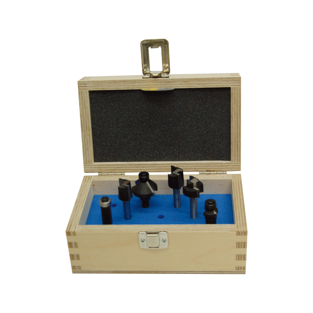 FREZEN IN HOUTEN KIST, 6-DELIGE SET, SCHACHT 8 MM, HW