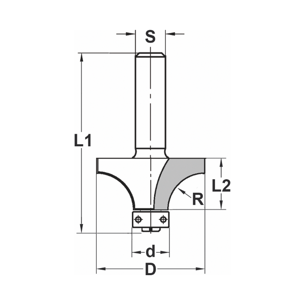 AFRONDPROFIELFREES R=25,0 MM MET LAGER, D=63 MM, S=12 MM, HW