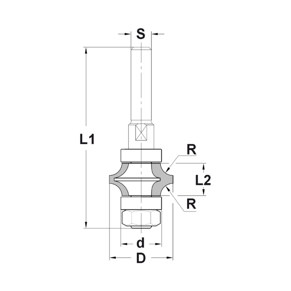 SPITSKANTENFREES R=4,8 MM MET DUBBEL LAGER, D=25,4 MM, S=8 MM, HW