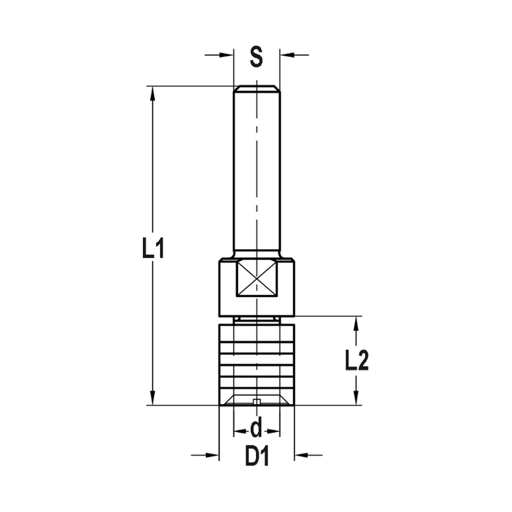 SPINDEL MET VLAKKE ONDERKANT, OPNAME (D) 8,0 MM, L2=15 MM, S=6 MM, HW