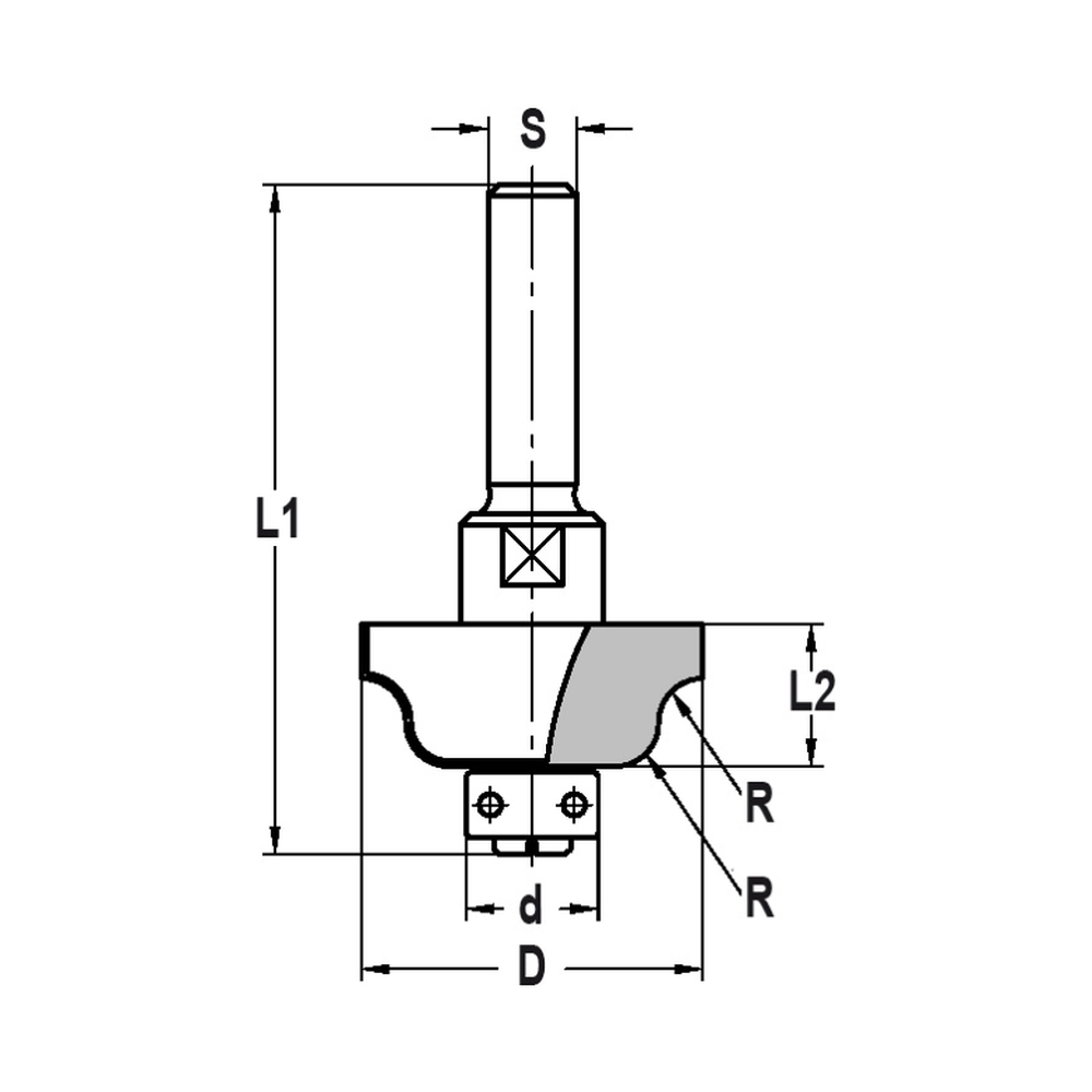 LIJSTFREES R=4,0 MM MET LAGER, L2=13 MM, S=10 MM, HW