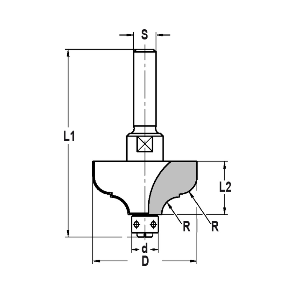 MULTIPROFIELFREES R=6,3 MM MET LAGER 9 MM, L2=19 MM, S=10 MM, HW