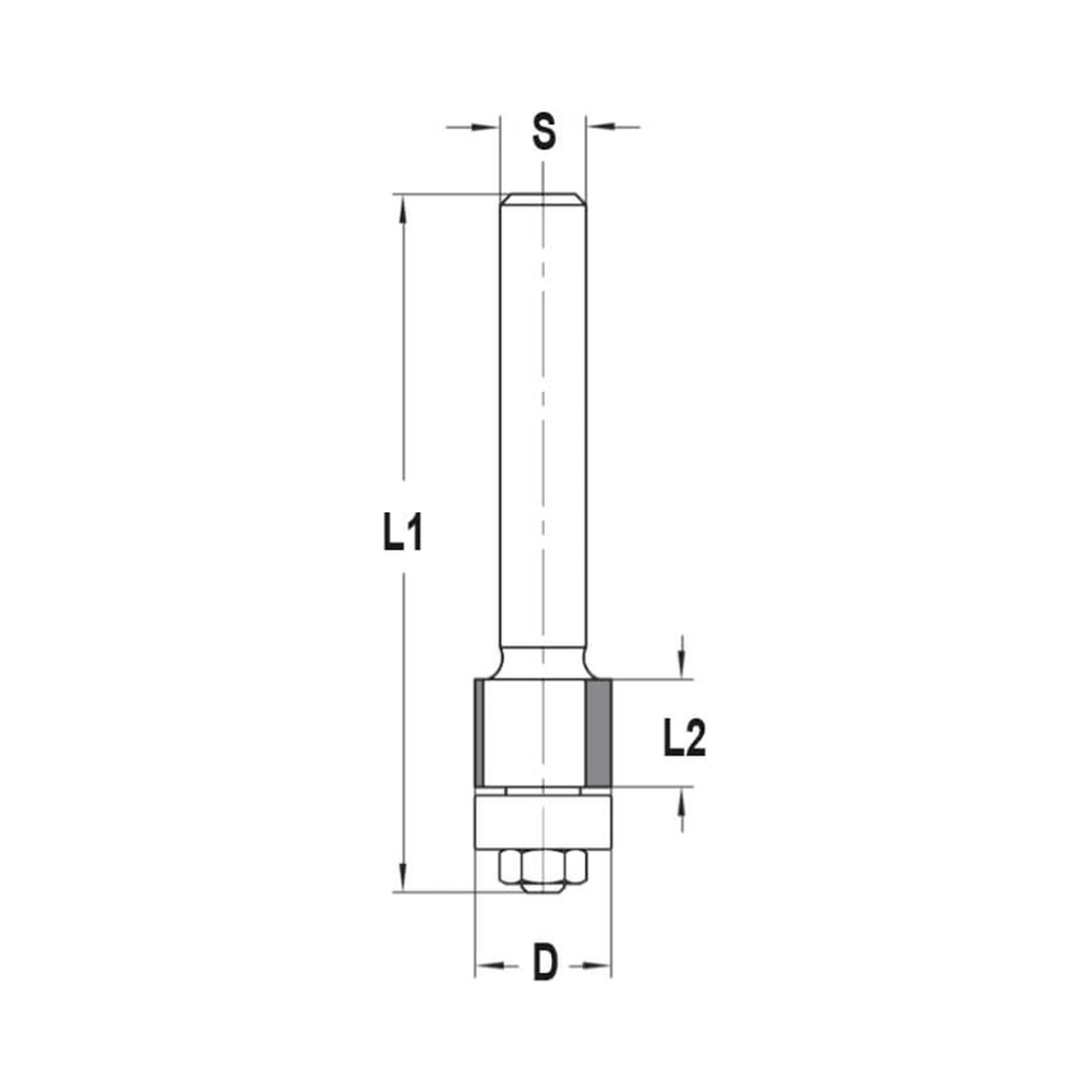 DIAMANT KANTENFREES RECHT Ø 12,7 X 10 MM, TL=65 MM, S=8 MM, DP