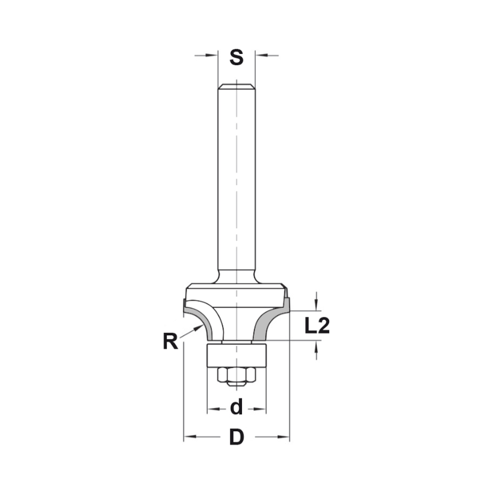 DIAMANT AFRONDPROFIELFREES R=5,0 MM LAGER, D=23 MM, S=8 MM, DP