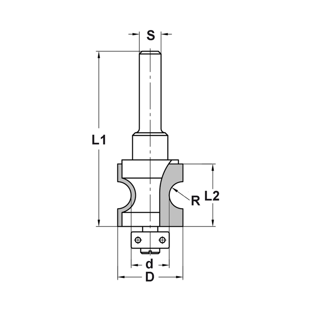 HALFRONDPROFIELFREES R=5,0 MM MET LAGER, D=24 MM, S=6 MM, HW
