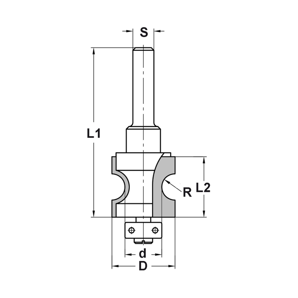 HALFRONDPROFIELFREES R=5,0 MM MET LAGER, D=24 MM, S=8 MM, HW