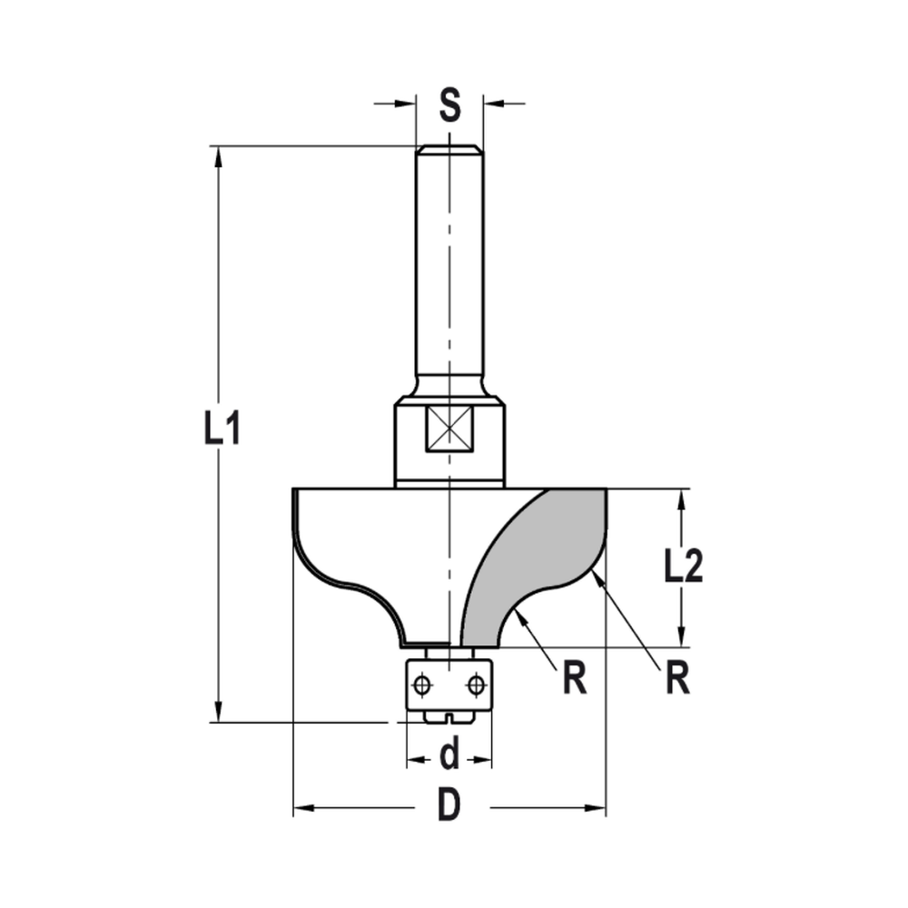 S-PROFIELFREES R=7,2 MM MET LAGER 9 MM, L2=19 MM, S=10 MM, HW