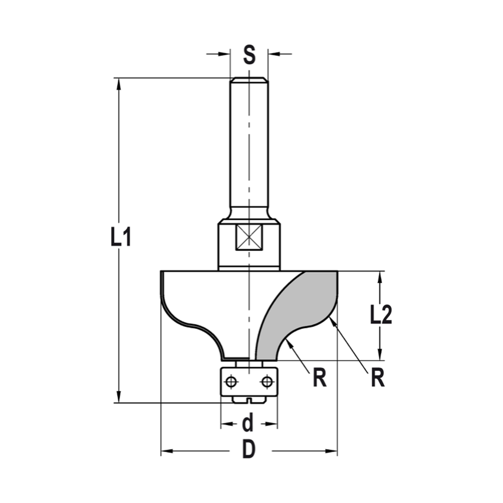 S-PROFIELFREES R=7,2 MM MET LAGER 12 MM, L2=19 MM, S=6 MM, HW
