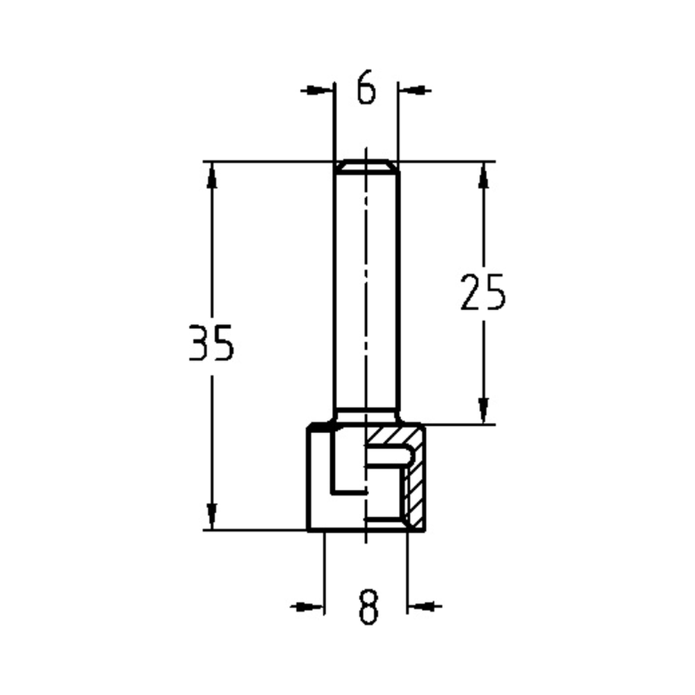 WISSELSCHACHT 6 MM, L1=35 MM
