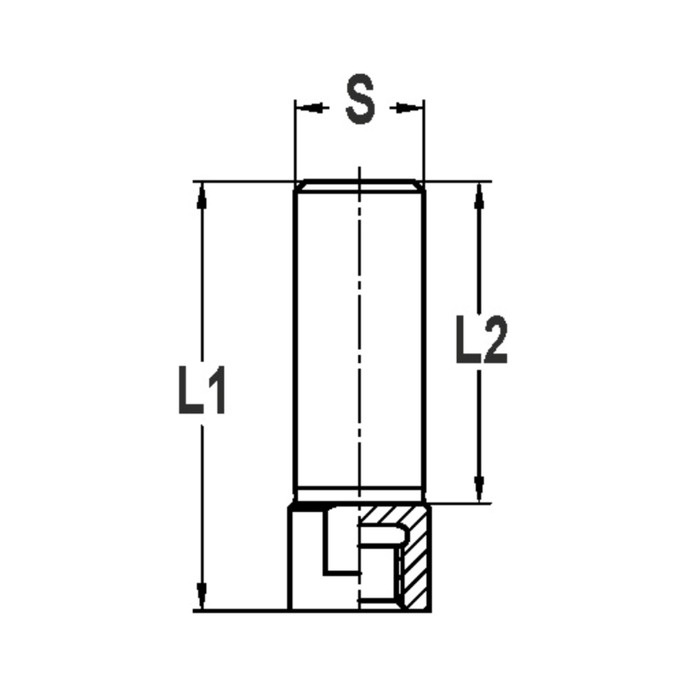 WISSELSCHACHT 10 MM, L1=40 MM