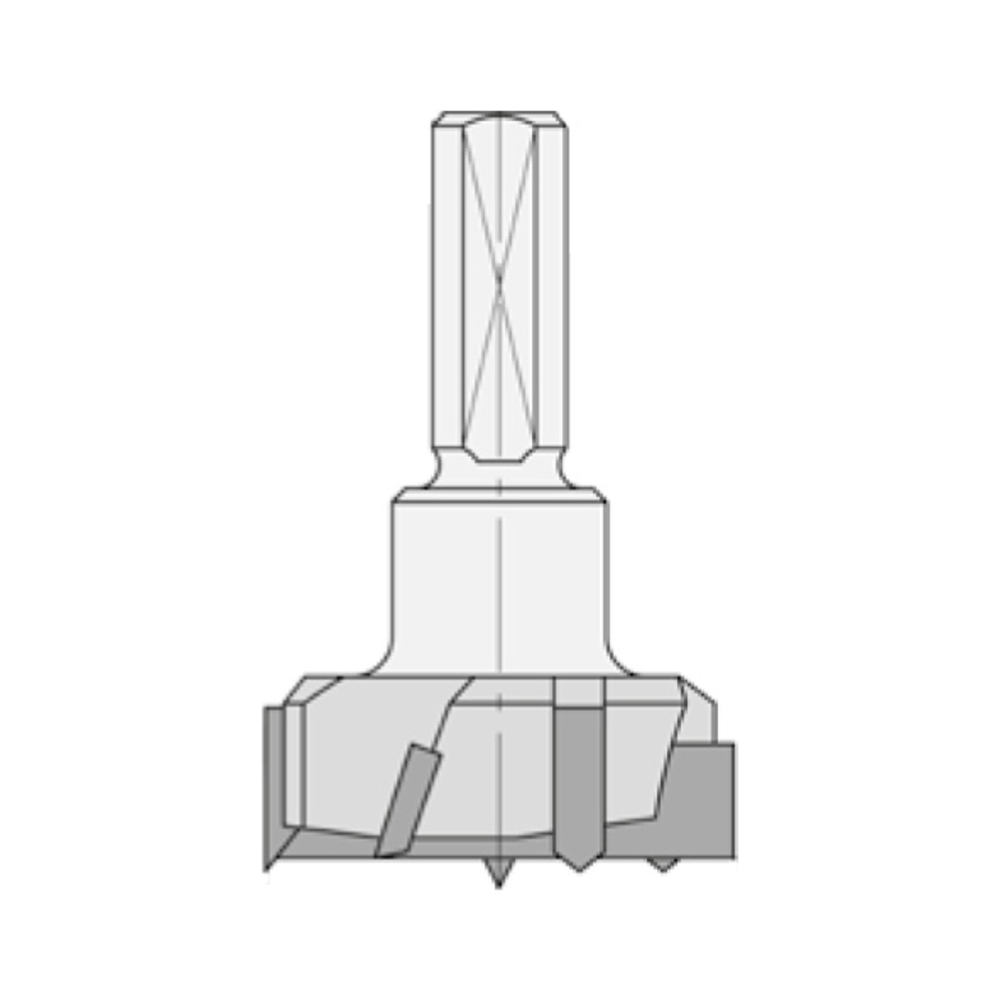 CILINDERKOPBOOR MET SPANVLAK Ø 35 MM, TL=57,5 MM, Z=3/V=3, S=10 MM, HW