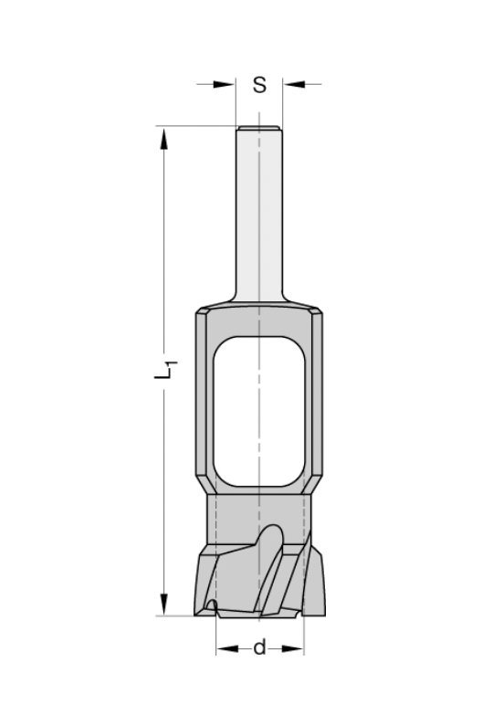 Proppenboor Ø 10 mm Totale lengte (L1) = 140 mm Z=4 Schacht 13