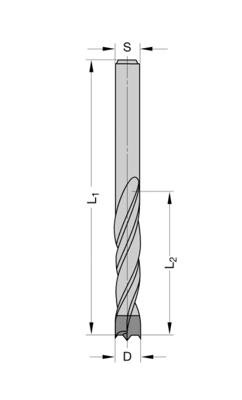 SPIRAALBOREN CILINDRISCH Spiraalboor Ø 8,0 x 75 mm Totale lengte (L1) = 120 mm
