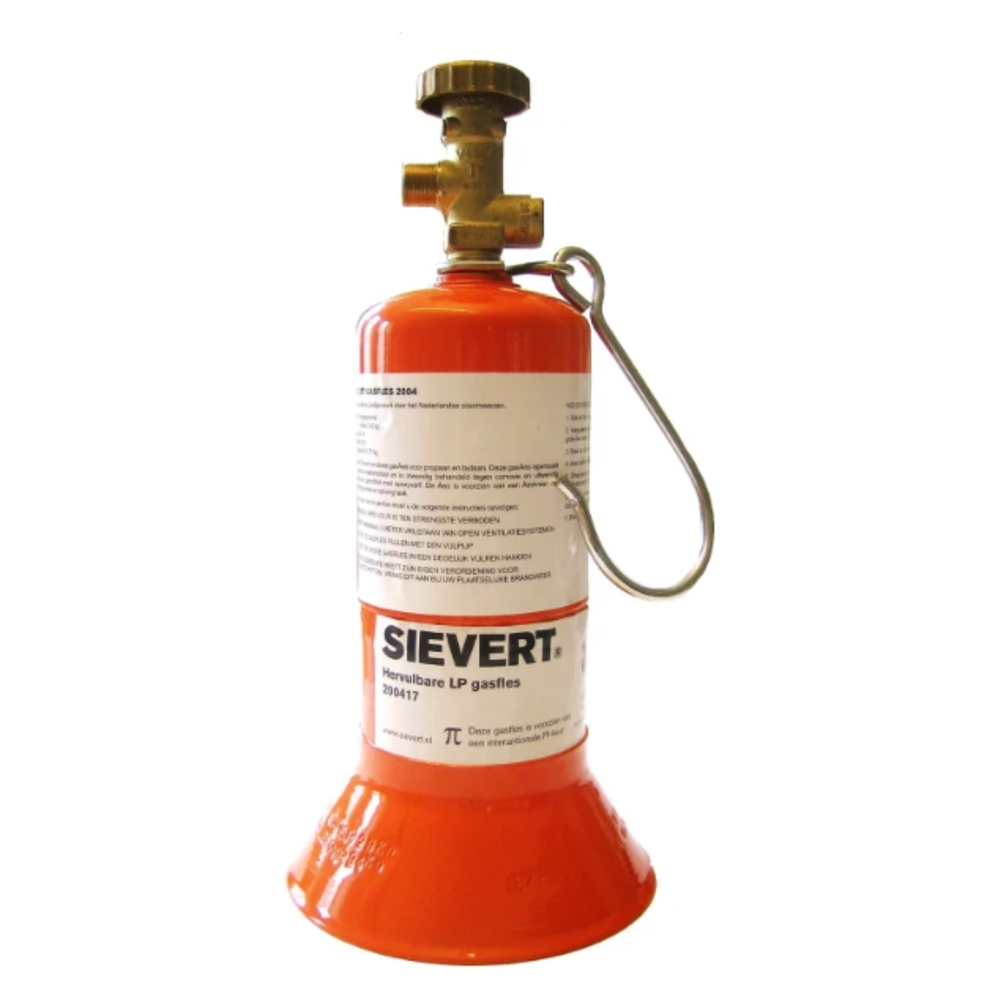 Sievert Karweifles hervulbaar 0,45kg 3/8" LH (leeg) - met kraan/voet