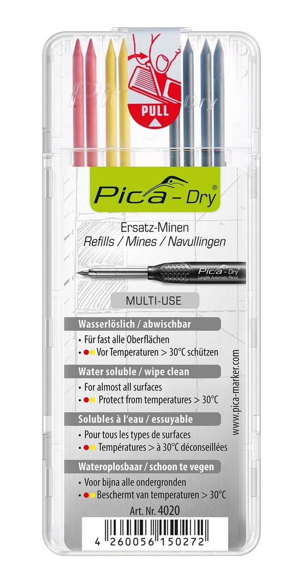 Pica-Dry 4020 Navulling multikleur - 8 staafjes