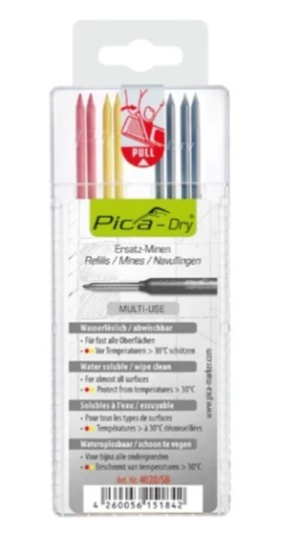 Pica-Dry 4020 Navulling multikleur - 8 staafjes (blister)