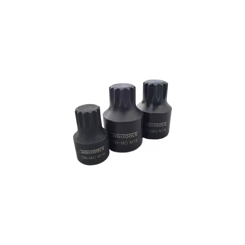 9-delige Stubby Impact Spline Bit-doppenset M4 tot M18 Laag profiel