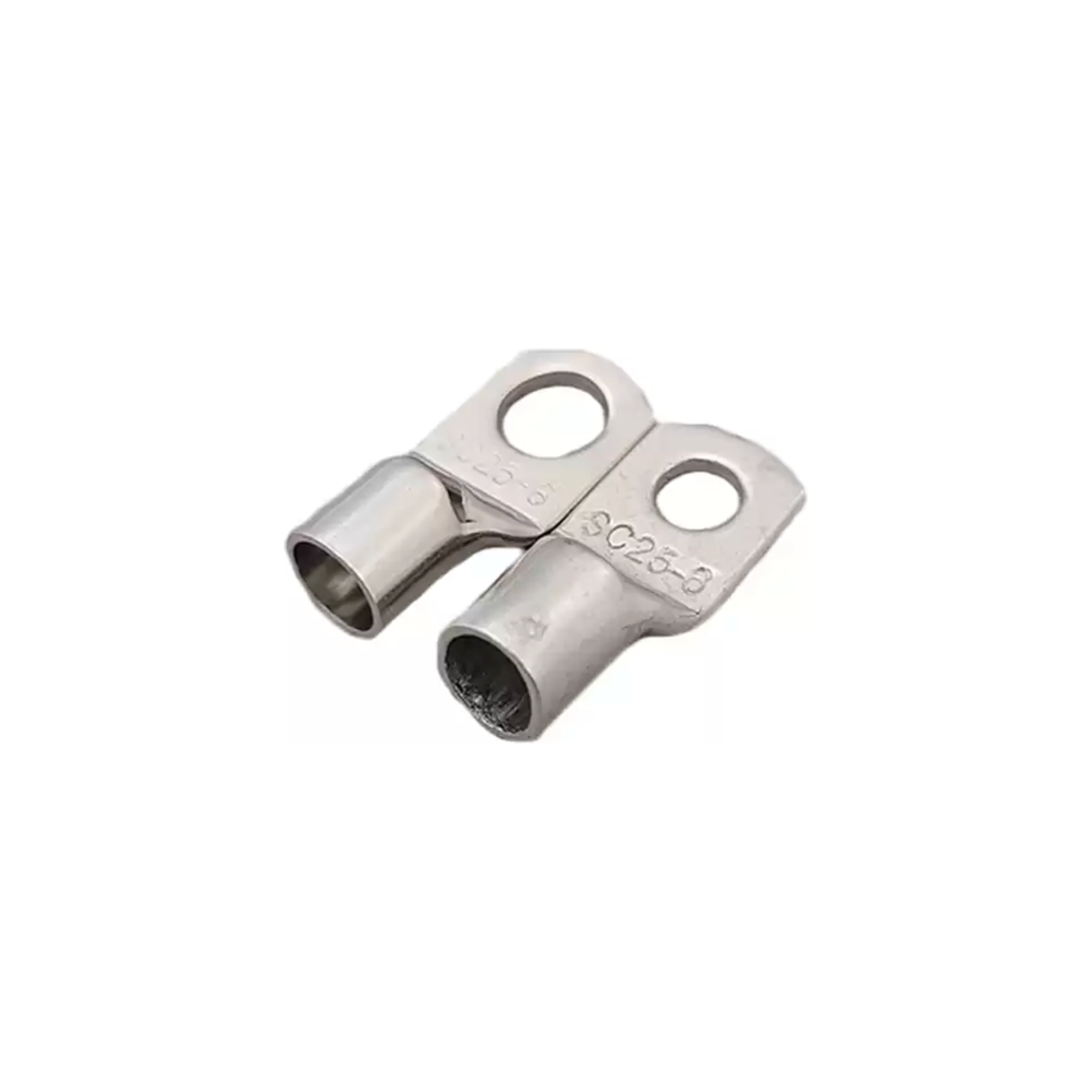 Battery cable tube terminals for crimping or soldering in cable
