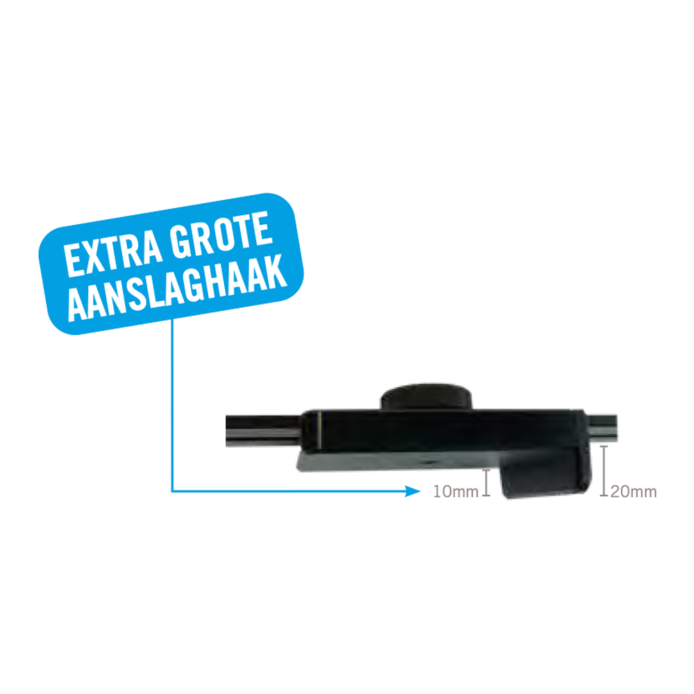 Afschrijfliniaal gehard aluminium met extra grote aanslaghaak