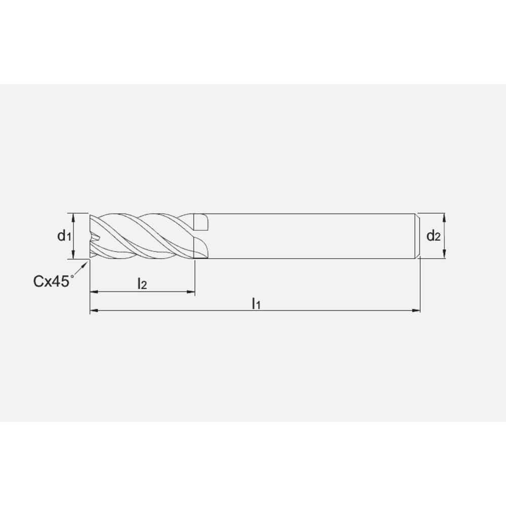 International Tools ECO PRO volhardmetaal Schachtfrees, 4-snijder DIN 6527-B lang, AlTiN-X