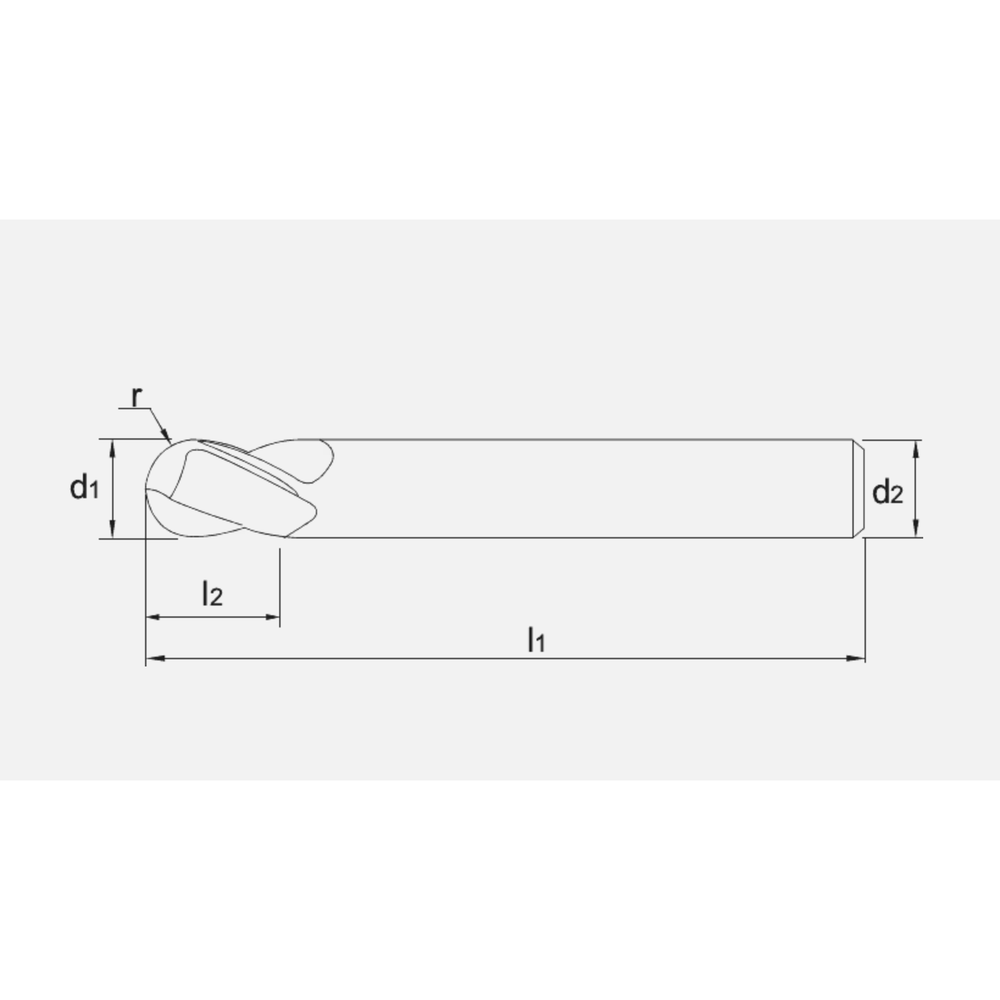 Phantom UNI volhardmetaal Radiusfrees, 2-snijder lang, TiAlN