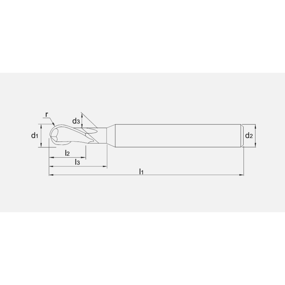Phantom volhardmetaal Precisie HSC Radiusfrees, 2-snijder TiAlSiN, HRC 45-70
