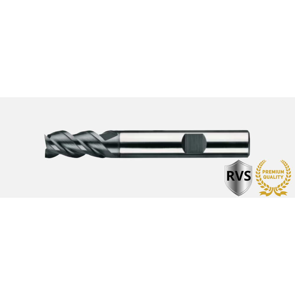 Phantom volhardmetaal Schachtfrees, 3-snijder DIN 6527-B lang, AlTiN-X, roestvaststaal