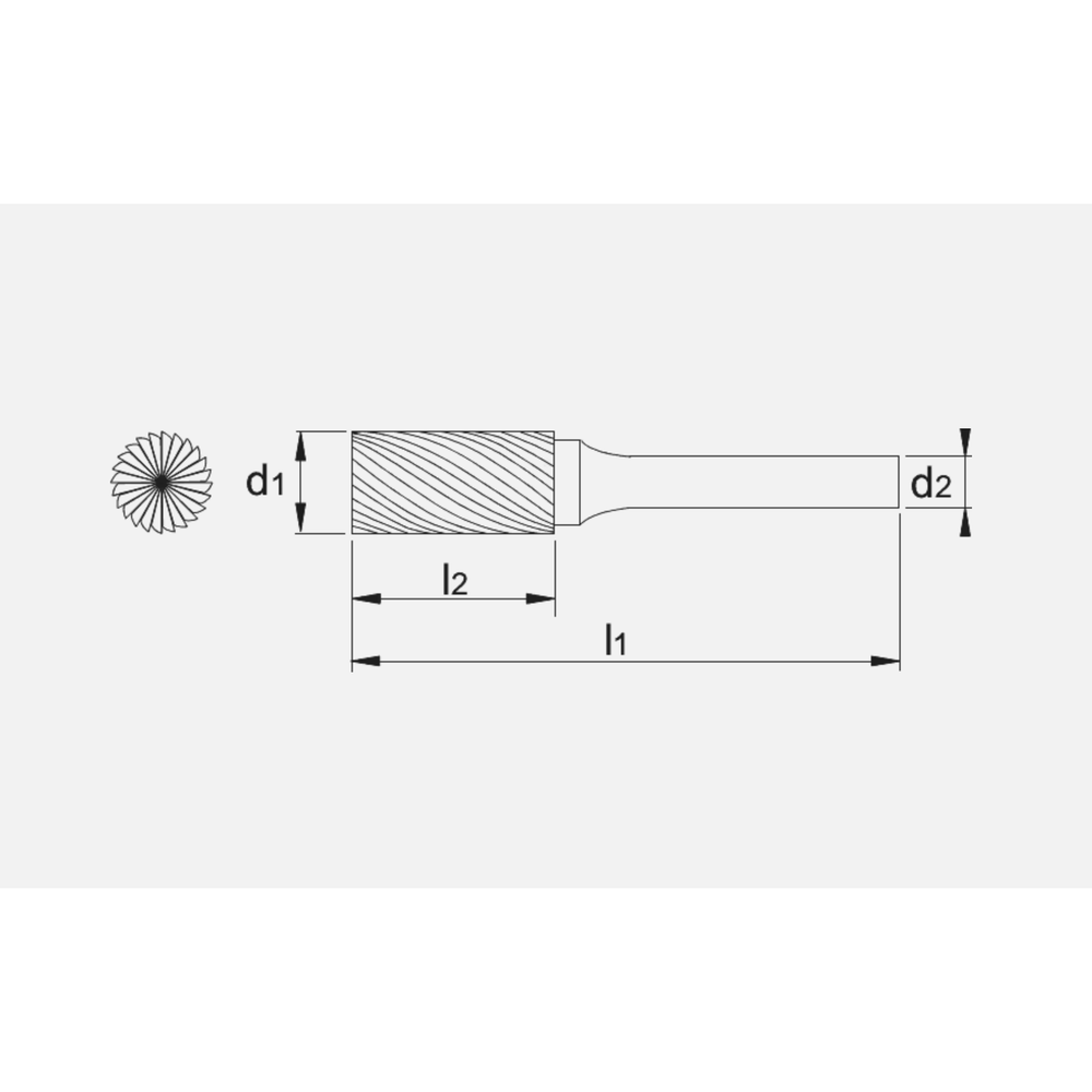 Phantom hardmetaal Stiftfrees model B, cilindrisch met kopvertanding, schacht 8 mm