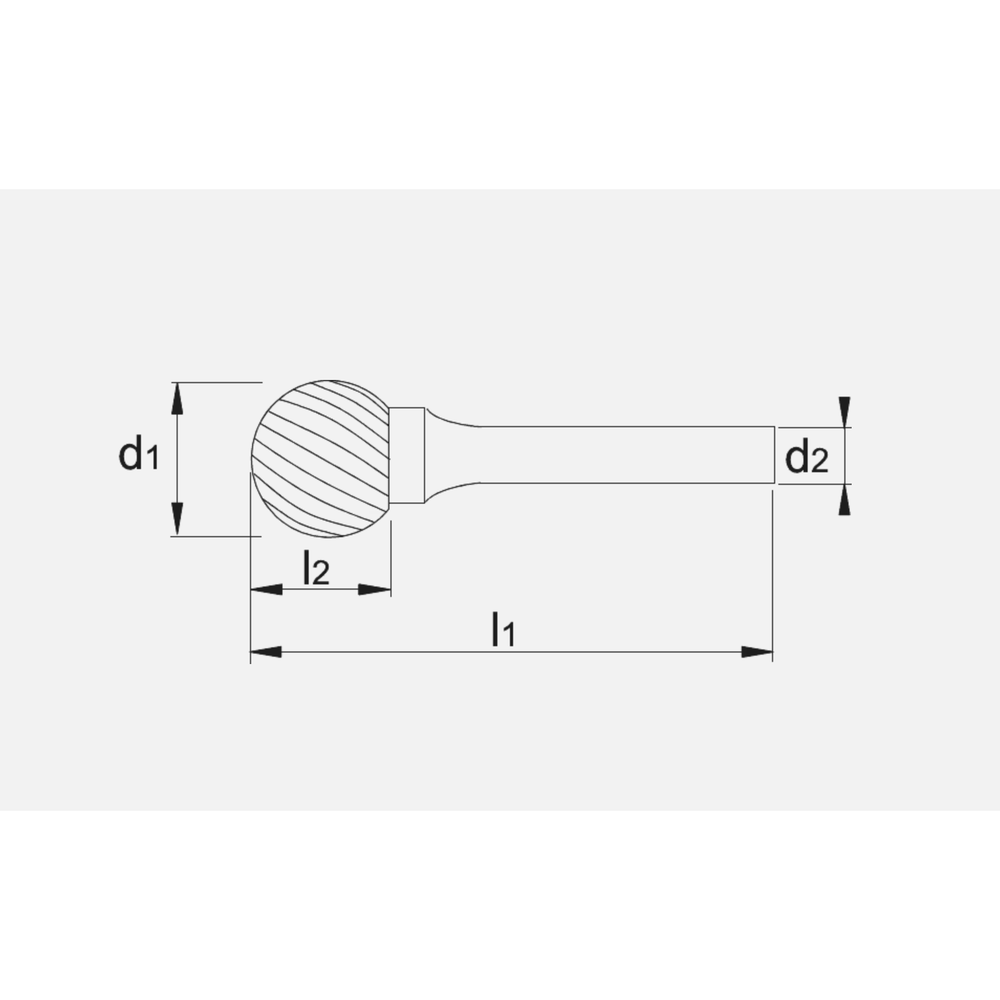Phantom hardmetaal Stiftfrees model D, kogelvorm, schacht 6 mm