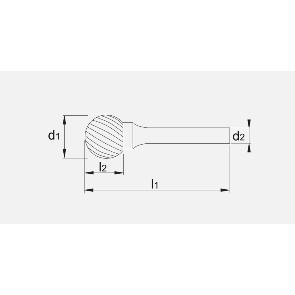 Phantom hardmetaal Stiftfrees model D, kogelvorm, schacht 6 mm, lang