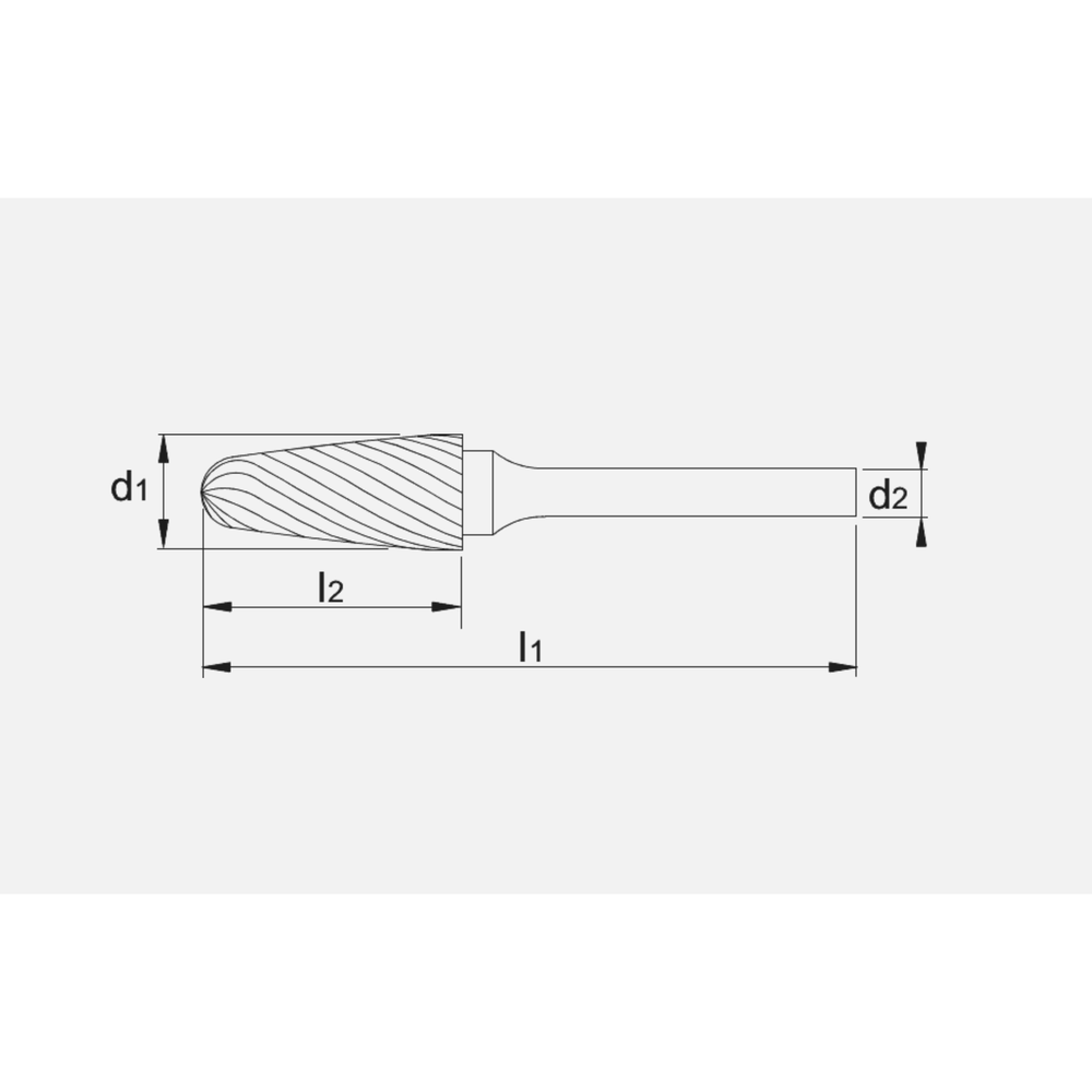 Phantom hardmetaal Stiftfrees model F, boomvorm met ronde kop, schacht 6 mm, TiAlN